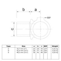 Buiskoppeling Intern draaibaar T-stuk-C / 33,7 mm